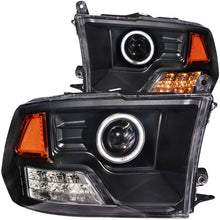 Load image into Gallery viewer, ANZO 2009-2015 Dodge Ram 1500 Projector Headlights w/ Halo Black (CCFL)