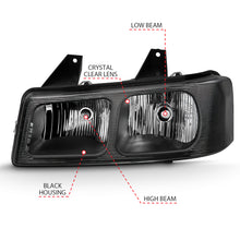 Load image into Gallery viewer, ANZO 2003-2017 Chevy Express Crystal Headlight Black
