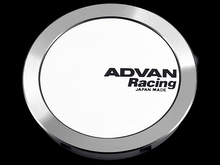 Load image into Gallery viewer, Advan 63mm Full Flat Centercap - White/Silver Alumite