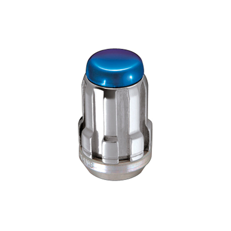 McGard SplineDrive Lug Nut (Cone Seat) M12X1.5 / 1.24in. Length (4-Pack) - Blue Cap (Req. Tool)