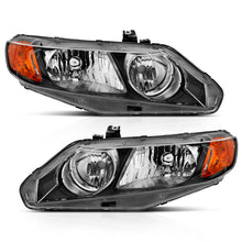 Load image into Gallery viewer, ANZO 2006-2011 Honda Civic 4 Door Crystal Headlight Black Amber (OE Replacement)