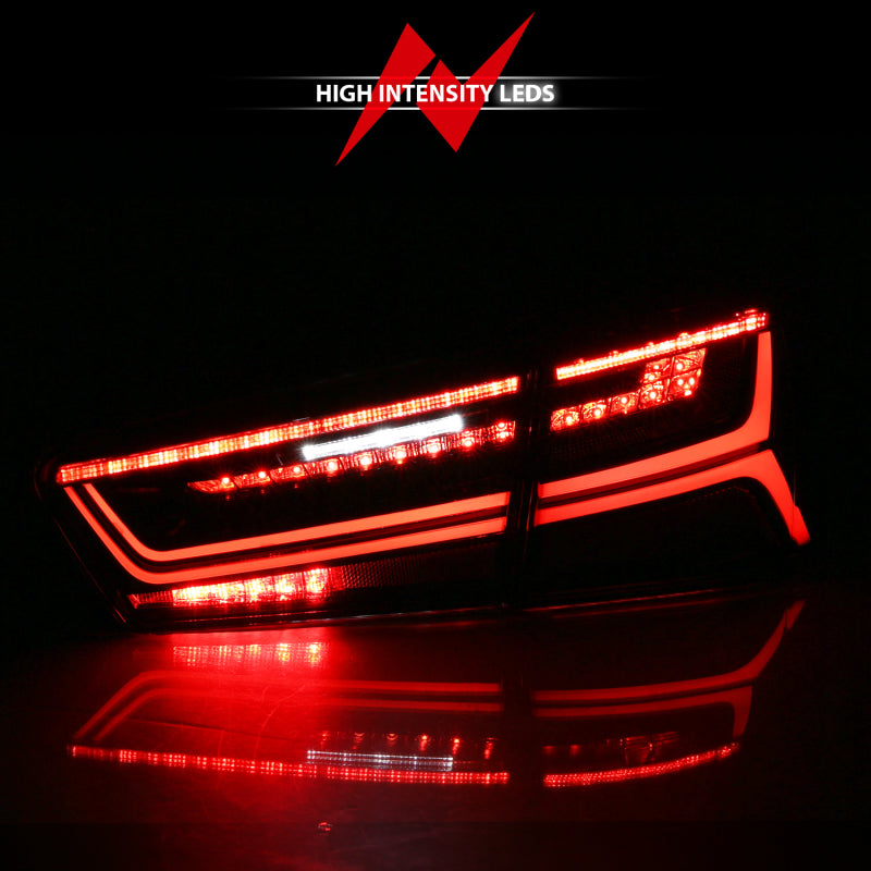 ANZO 2012-2015 Audi A6 LED Taillight Black Housing Clear Lens 4 pcs (Sequential Signal)
