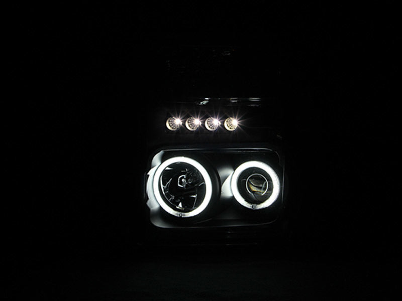 ANZO 2008-2010 Ford F-250 Projector Headlights w/ Halo Black (CCFL)