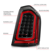 Load image into Gallery viewer, ANZO 11-14 Chrysler 300 LED Taillights Black w/ Sequential