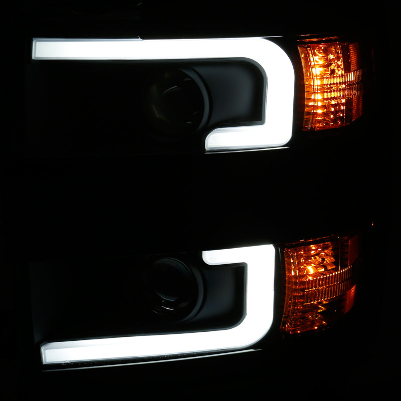 ANZO Projector Headlights 15-17 Chevrolet Silverado 2500HD / 3500HD Black w/ Black Rim