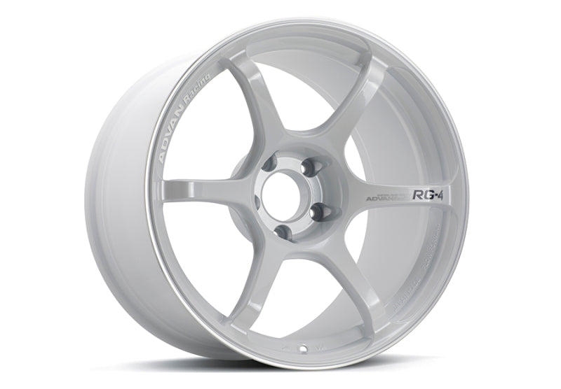 Advan RG-4 18x8.5 +44 5-100 Racing White Metallic & Ring Wheel