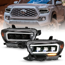 Load image into Gallery viewer, ANZO 2016-2018 Toyota Tacoma LED Projector Headlights Plank Style Black w/ Amber