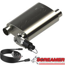 Load image into Gallery viewer, QTP 2.5in Weld-On 304SS Reverse Screamer Muffler w/Bolt-On QTEC Electric Cutout