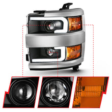 Load image into Gallery viewer, ANZO 2015-2016 Chevrolet Silverado Projector Headlights w/ Plank Style Design Black w/ Amber