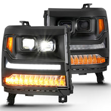 Load image into Gallery viewer, ANZO 16-18 Chevrolet Silverado 1500 LED Projector Headlights w/Plank Style Switchback Black w/ Amber