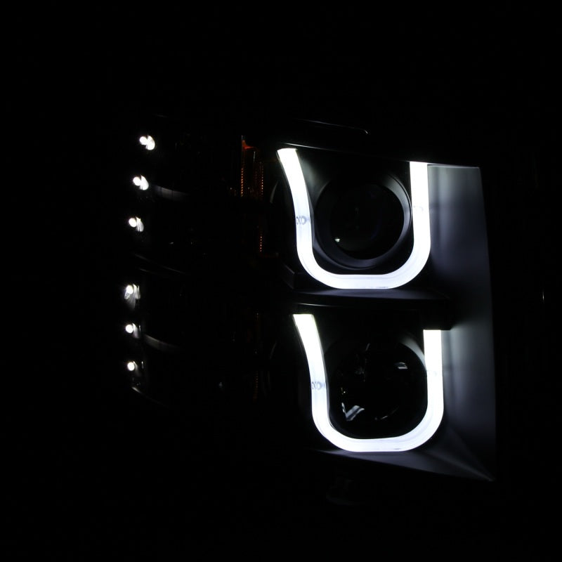 ANZO 2007-2013 Chevrolet Silverado 1500 Projector Headlights w/ U-Bar Black