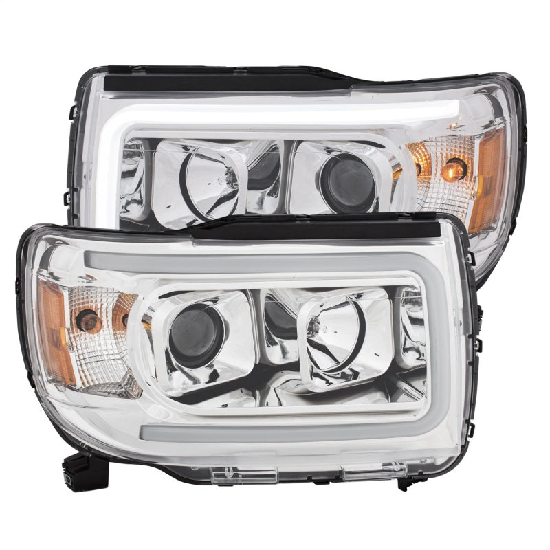 ANZO 2015+ GMC Canyon Projector Headlights w/ Plank Style Design Chrome w/ Amber