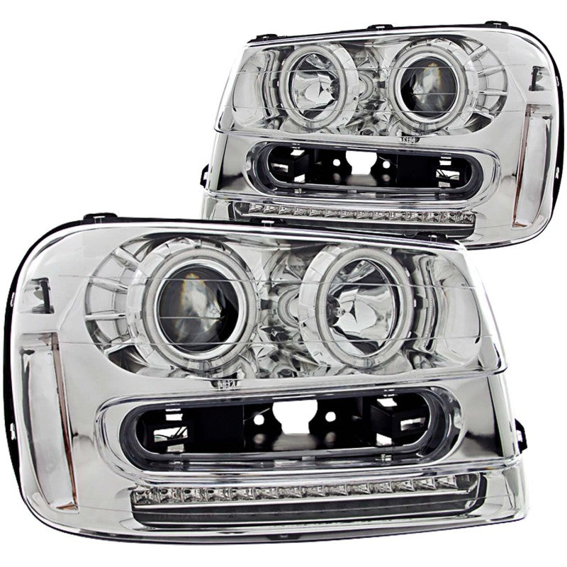 ANZO 2002-2009 Chevrolet Trailblazer Projector Headlights w/ Halo Chrome