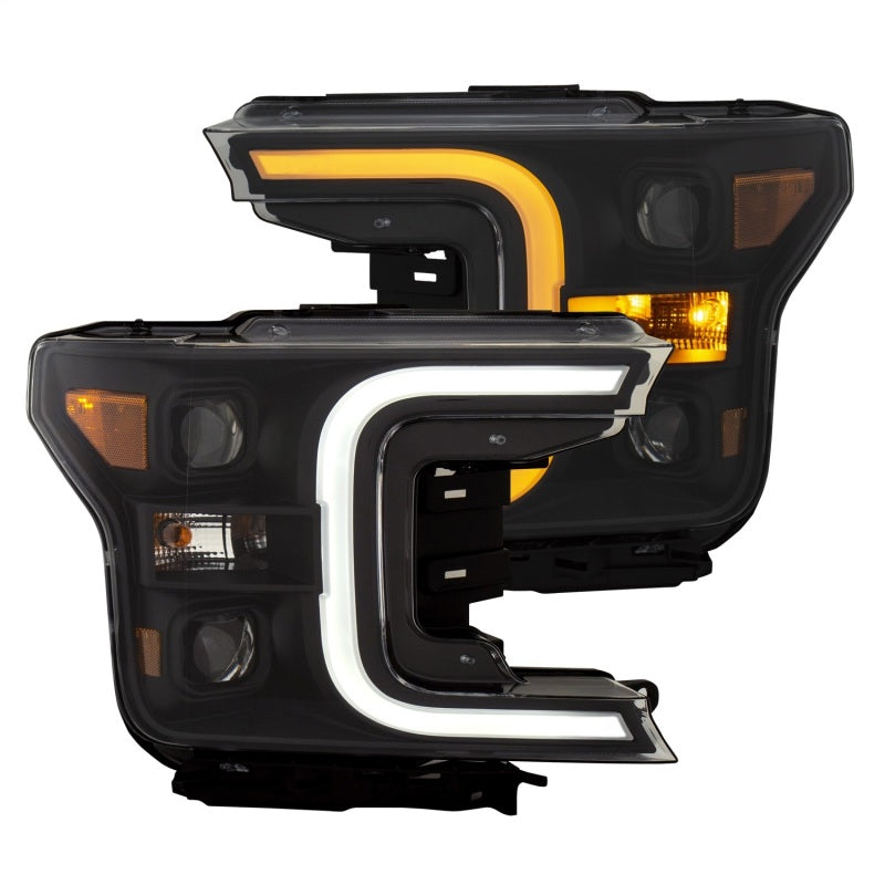 ANZO 18-19 Ford F-150 LED Projector Headlights w/ Plank Style Switchback Black w/ Amber