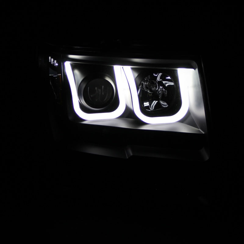 ANZO 2009-2014 Ford F-150 Projector Headlights w/ U-Bar Black