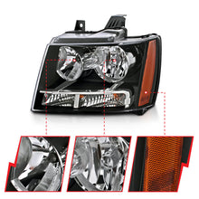 Load image into Gallery viewer, ANZO 2007-2014 Chevrolet Tahoe/Suburban Crystal Headlights Black