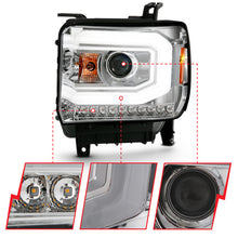 Load image into Gallery viewer, ANZO 2014-2015 Gmc Sierra 1500 Projector Headlight Plank Style Chrome w/ Switchback (Halogen Type)